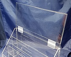 Clear Acrylic Sign Holder Header for  Tiered Shelves, Plexi Greeting Card Racks, Lucite Display Shelf