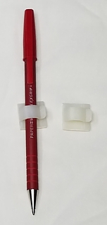White Plastic Pen Clip or Pencil Holder with Tape