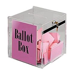 BB12C, BB12W, BBHD-12 Plexiglas, Acrylic, Lucite and Plastic Locking Ballot Box, Comment Box or Suggestion Box