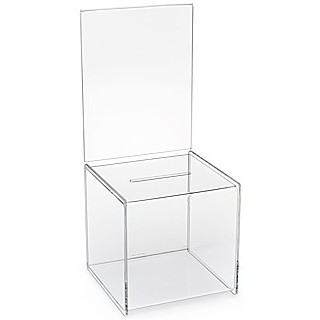 Clear Acrylic Non-Locking Ballot or Suggestion or Entry Box