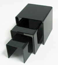 Black Acrylic U Risers in Plexi, Plexiglas, plexiglass, lucite and plastic