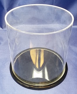 Clear Acrylic Round Cylinder Display Case with Clear or Black Base