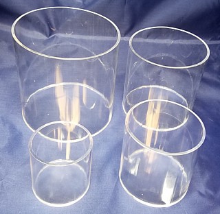Clear Acrylic Round Cylinder Ring Riser Set of 4 in Plexi or Lucite