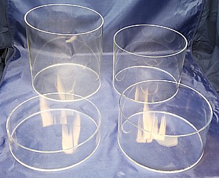 Clear Acrylic Round Cylinder Ring Riser Set of 4 in Plexi or Lucite