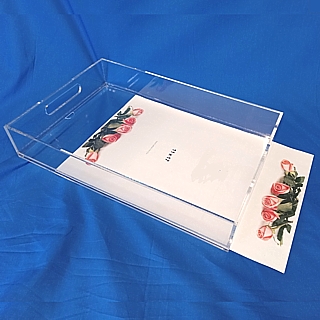Clear Acrylic Lucite Plexi Trays with Handles Insertable Bottom