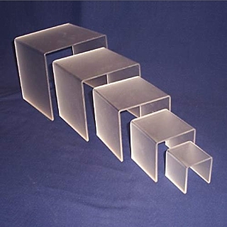 Frosted Acrylic Square U Riser Set of 5 in Plexi or Lucite