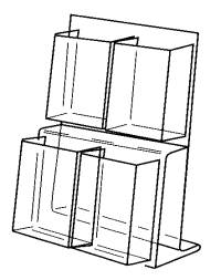MH4x4 4 Pocket Literature Holder for tri-fold brochures, 4x9, take one, plexiglas, plexiglass, plexi, lucite and plastic