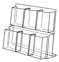 MH6x4 6 Pocket Literature Holder for tri-fold brochures, 4x9, take one, plexiglas, plexiglass, plexi, lucite and plastic