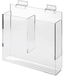 Clear Acrylic 2 Pocket Slatwall Literature Holder model SLH2x4 For Tri-Fold Brochures or Pamphlets