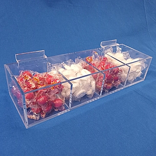 Acrylic compartment slatwall trays and bins
