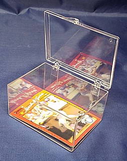 Clear Molded Styrene Plastic 2 Piece Hinged Trading Card or Sports Card Box Container
