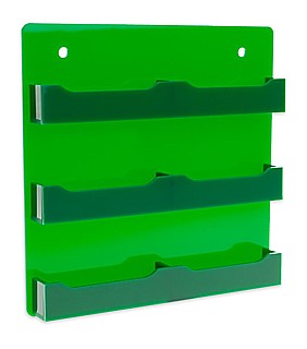 6 Pocket Green Acrylic Business Card or Gift Card Holder For Mounting to the Wall