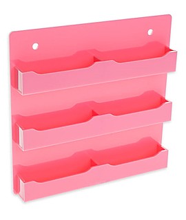 6 Pocket Pink Acrylic Business Card or Gift Card Holder For Mounting to the Wall