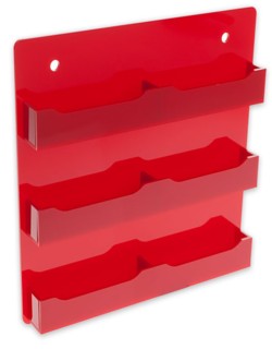 WH6xBCA-R Clear and Colored Acrylic Wallmount 6 Pocket Business Card and Gift Card Holders