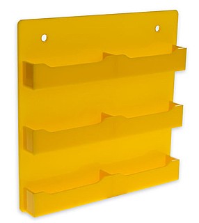 6 Pocket Yellow Acrylic Business Card or Gift Card Holder For Mounting to the Wall