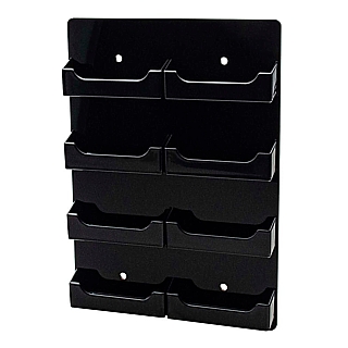 8 Pocket Black Acrylic Business Card or Gift Card Holder For Mounting to the Wall