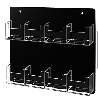 Black Acrylic Business Card or Gift Card Holder with 8 Clera PocketsFor Mounting to the Wall