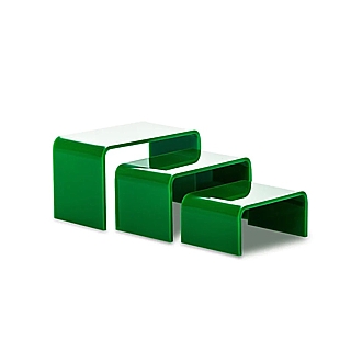 Green Acrylic Wide Rectangular U Riser Set of 3 in Plexi or Lucite