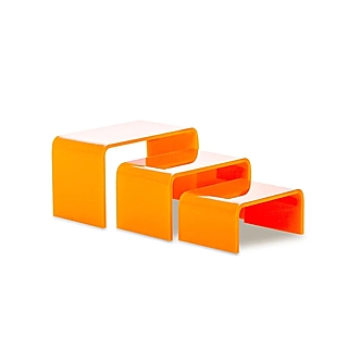 Orange Acrylic Wide Rectangular U Riser Set of 3 in Plexi or Lucite