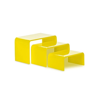 Yellow Acrylic Wide Rectangular U Riser Set of 3 in Plexi or Lucite