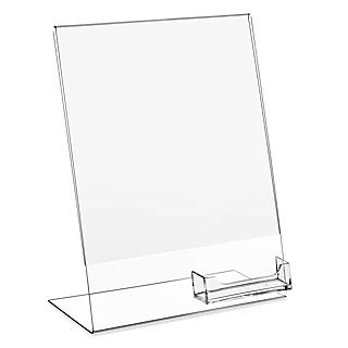 Slant Back Easel Display Frame with business card pocket in Acrylic, Plexiglas, Plexiglass, Lucite, Plastic