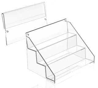 ACD36 3-tier acrylic display shelf with header