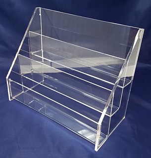 Clear Acrylic Tiered Shelves, Plexi Greeting Card Racks, Lucite Display Shelf