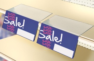 Clear Acrylic Shelf Talker with Sign Holder Front in Plexi