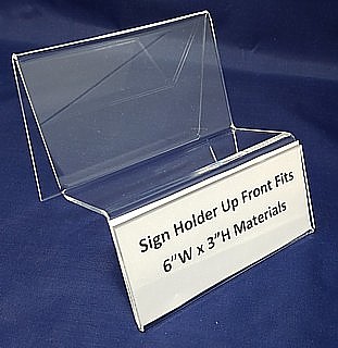 Clear Acrylic Display STands with Sign Holder Front