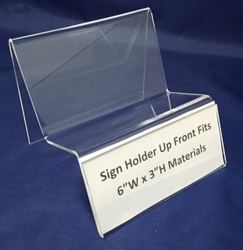 Clear Acrylic Display Stands with Sign Holder Front