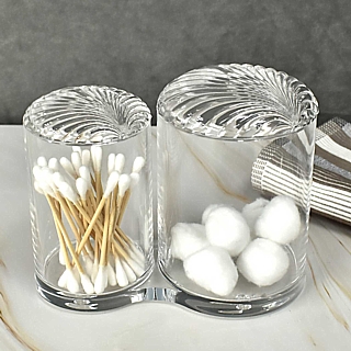 AG-B13 Acrylic Cotton Ball & Cotton Swab Holder Set