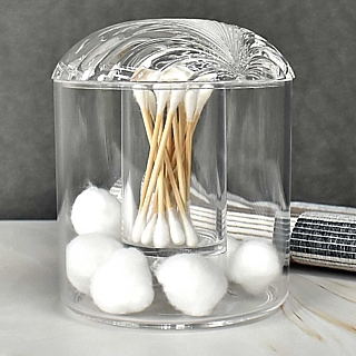 AG-B10 Acrylic Seashell Cotton Ball and Cotton Swab Organizer