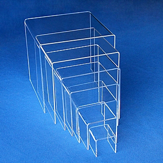 Clear Acrylic Square U Riser Set of 7 in Plexi or Lucite