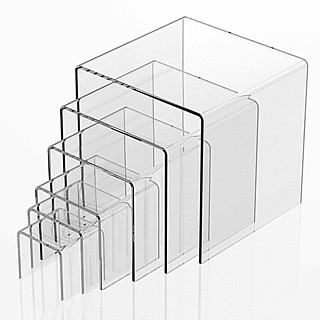 Clear Acrylic Square U Riser Set of 6 in Plexi or Lucite