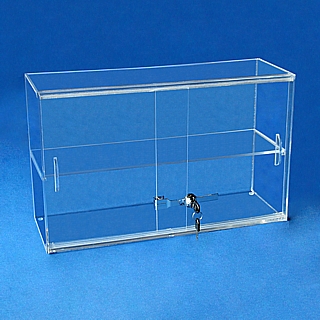 Clear Acrylic Upright Locking Security Showcase in Plexiglas, Plexiglass, Lucite, Plastic