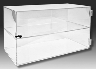 Clear Acrylic Upright Locking Security Showcase in Plexiglas, Plexiglass, Lucite, Plastic