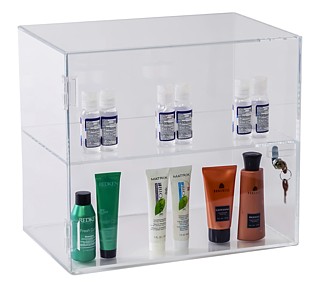 Clear Acrylic Upright Locking Security Showcase in Plexiglas, Plexiglass, Lucite, Plastic