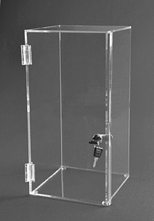 Clear Acrylic Upright Locking Security Showcase in Plexiglas, Plexiglass, Lucite, Plastic