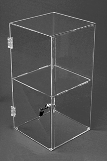 Clear Acrylic Upright Locking Security Showcase in Plexiglas, Plexiglass, Lucite, Plastic