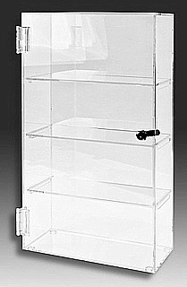 Clear Acrylic Upright Locking Security Showcase in Plexiglas, Plexiglass, Lucite, Plastic