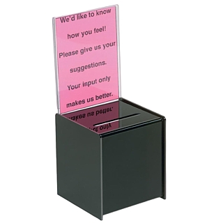 Black Acrylic Locking Ballot or Suggestion or Entry Box