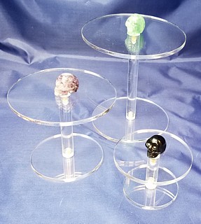 Clear Acrylic Circular Barbell Platform Pedetsal Riser in Plexi or Lucite