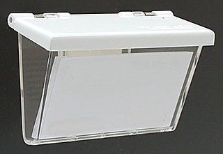 Clear Molded Styrene Wallmount Business Card Holder with White Lid
