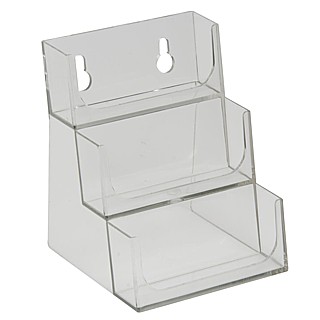 Clear Molded Styrene 3 Pocket Business Card Holder for countertop, wallmount, pegboard or slatwall