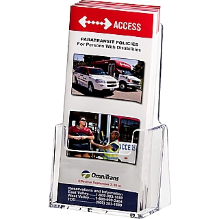 Clear Countertop Brochure and Literature Holders Molded From Clear Rigid Styrene Plastic