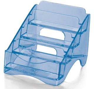 Transparent Blue Molded Styrene 4 Pocket Business Card Holder