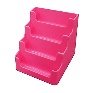 Pink Molded Styrene 4 Pocket Business Card Holder