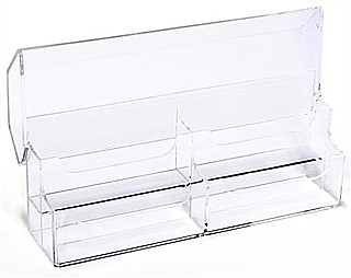 Clear Molded Styrene 4 Pocket Business Card or Gift Card Holder with Hinged Cover