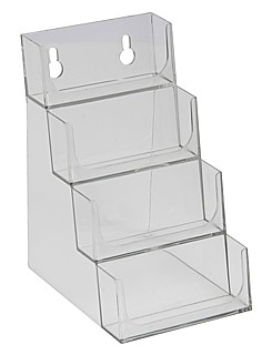 Clear Molded Styrene 4 Pocket Business Card Holder for countertop, wallmount, pegboard or slatwall