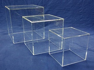 Acrylic Cube Clear Display Square 5 Sided Box Perspex Case Shop Holder Events 